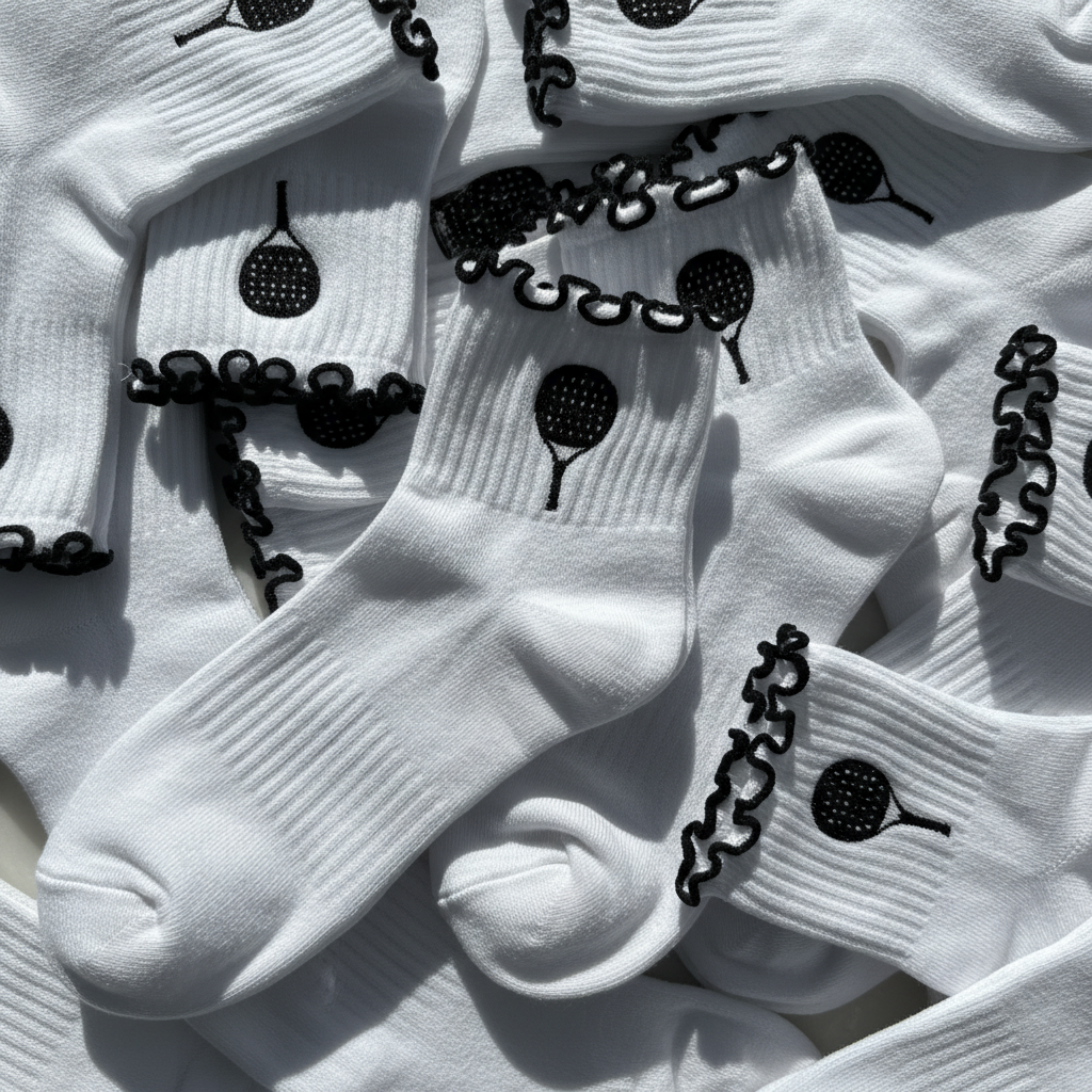 Padel Racket Ruffle Ankle Socks