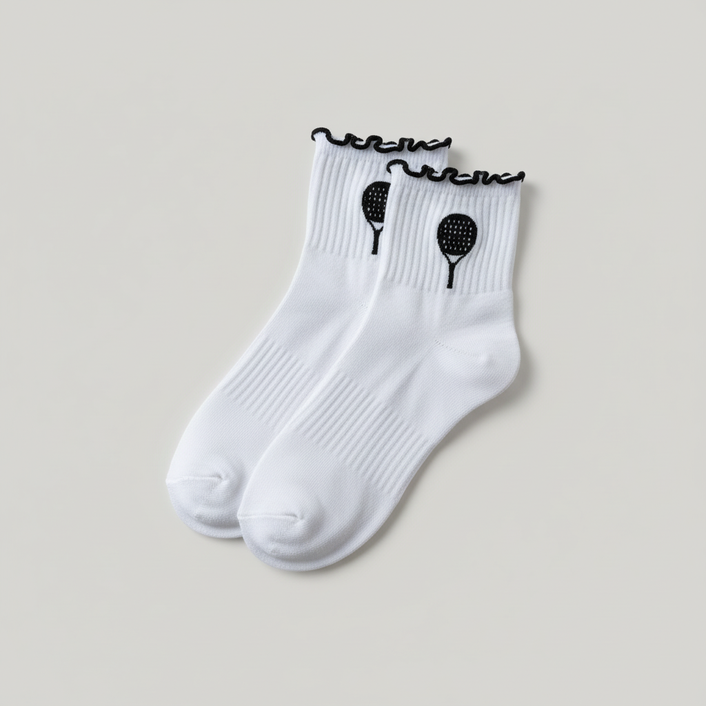 Padel Racket Ruffle Ankle Socks
