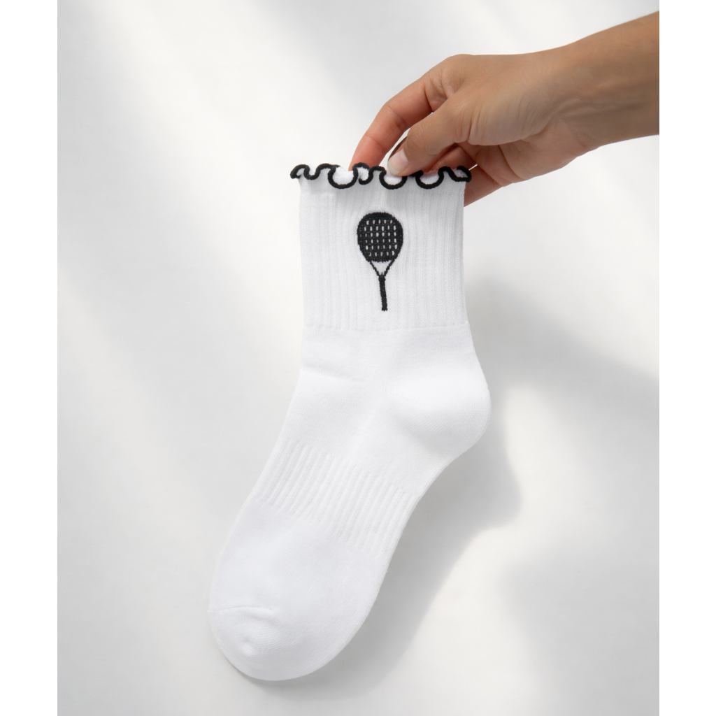 Padel Racket Ruffle Ankle Socks